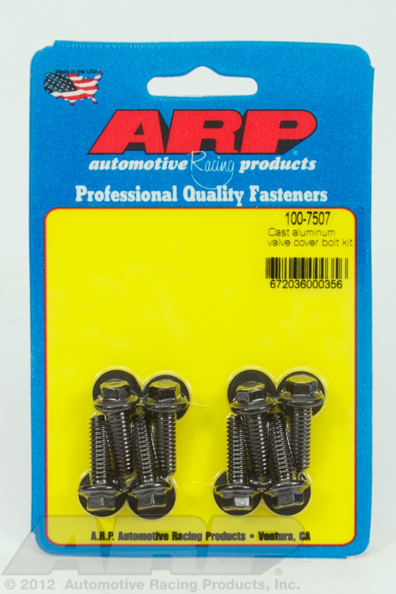 100-7507 - ARP - Cast aluminum hex valve cover bolt kit - Black - 8740 Chrome Moly
