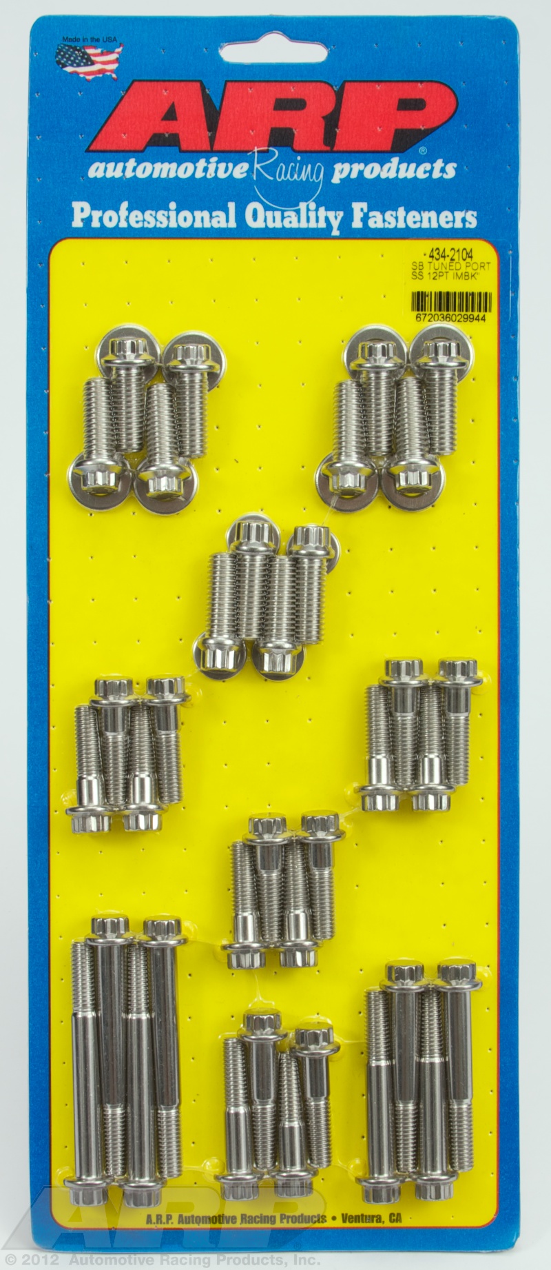 434-2104 - ARP - SB Tuned Port complete SS 12pt intake manifold bolt kit - Polished - Stainless Steel